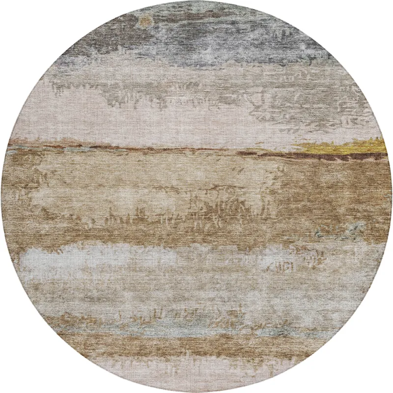 Indoor/Outdoor Nouveau Beige 8\' x 8\' Round Rug