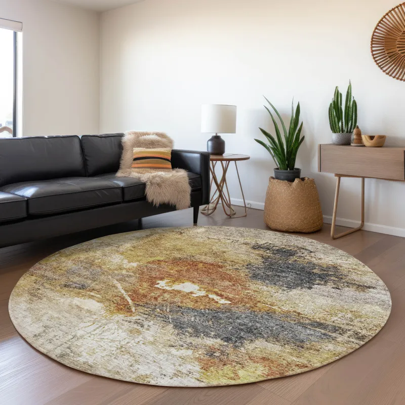 Indoor/Outdoor Nouveau Taupe 8\' x 8\' Round Rug