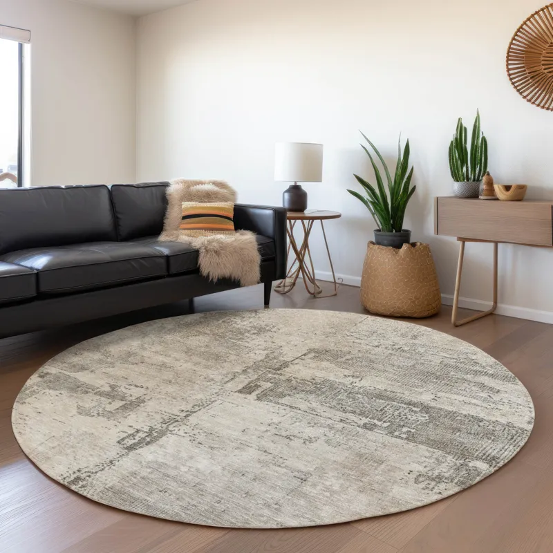 Indoor/Outdoor Nouveau Linen 8\' x 8\' Round Rug