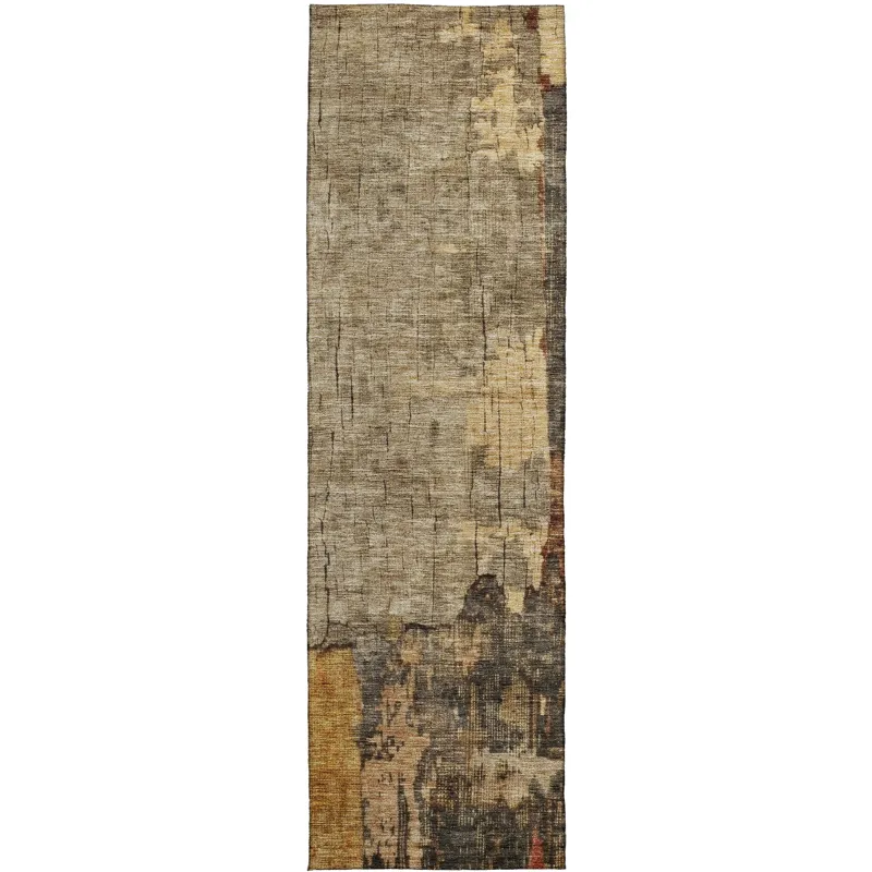 Indoor/Outdoor Nouveau Khaki 2\'3\" x 7\'6\" Runner Rug