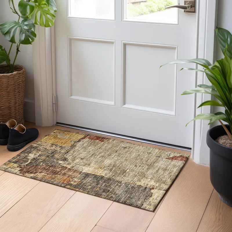 Indoor/Outdoor Nouveau Khaki 1\'8\" x 2\'6\" Rug