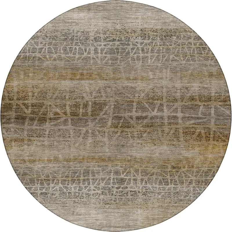 Machine Washable Nexus Beige 8\' x 8\' Round Rug