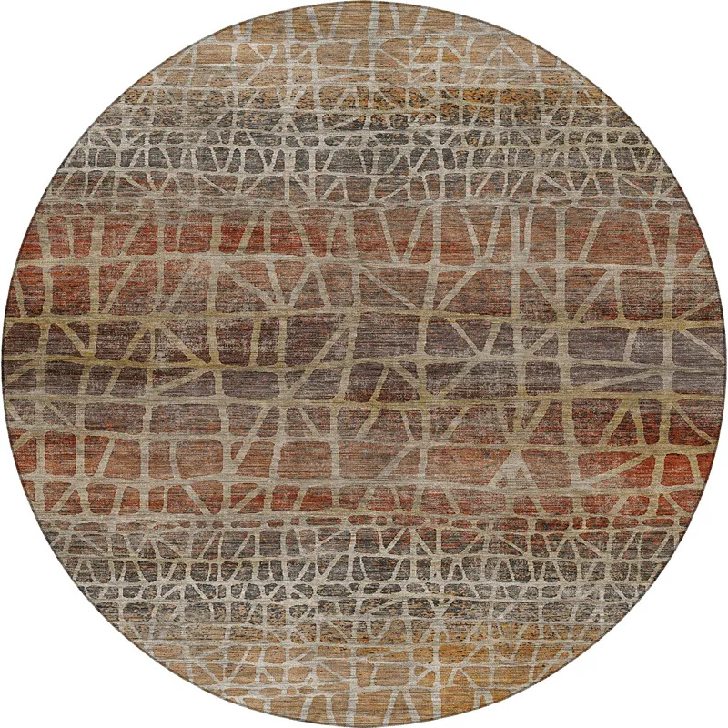 Machine Washable Nexus Copper 8\' x 8\' Round Rug