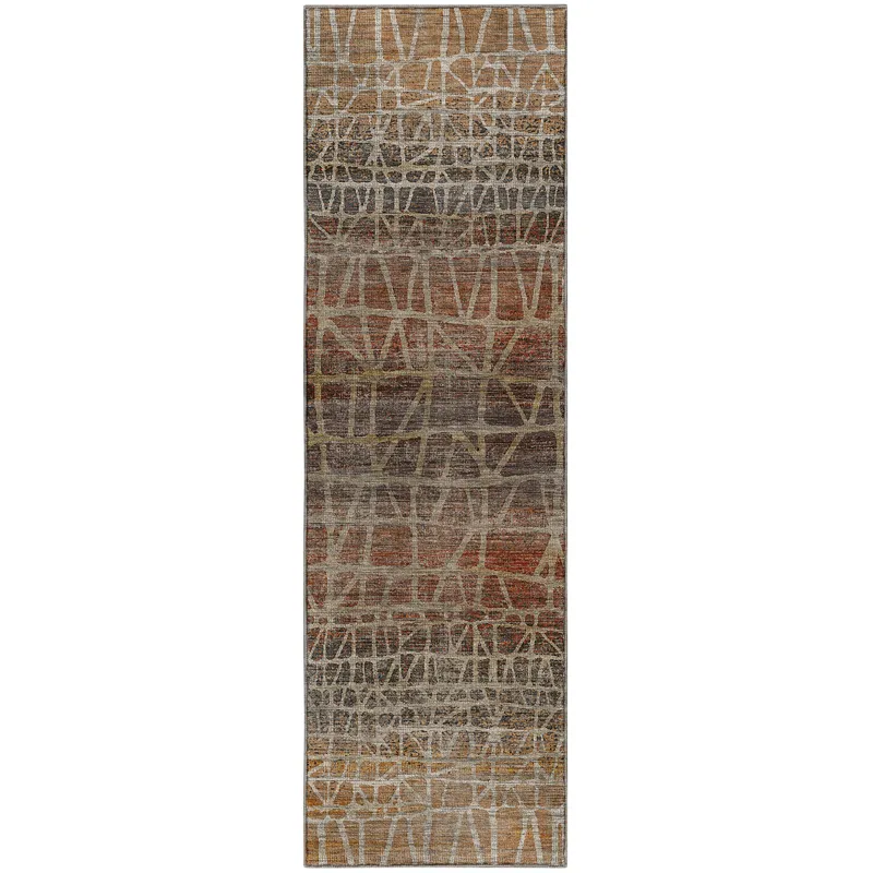 Machine Washable Nexus Copper 2\'3\" x 7\'6\" Runner Rug