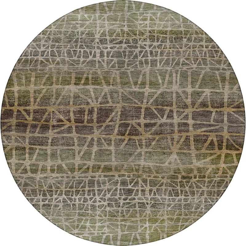 Machine Washable Nexus Fern 8\' x 8\' Round Rug