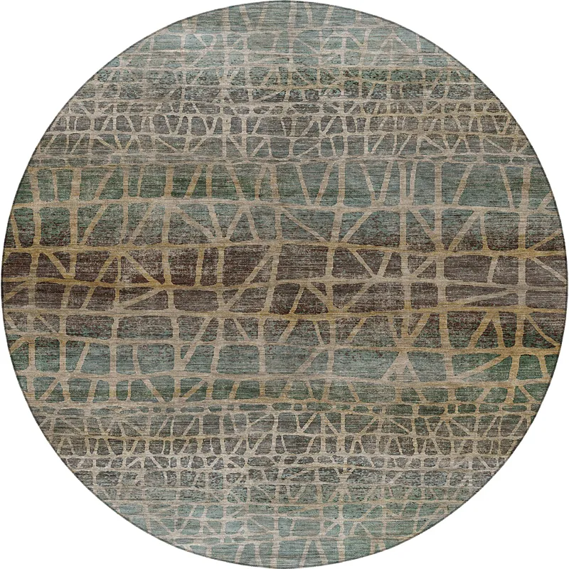 Machine Washable Nexus Teal 8\' x 8\' Round Rug