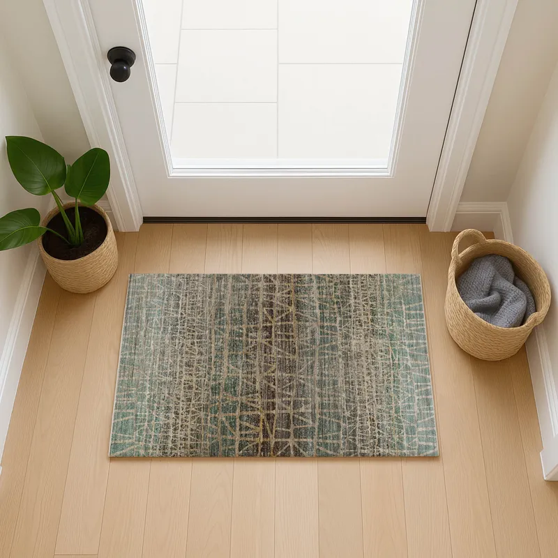 Machine Washable Nexus Teal 1\'8\" x 2\'6\" Rug