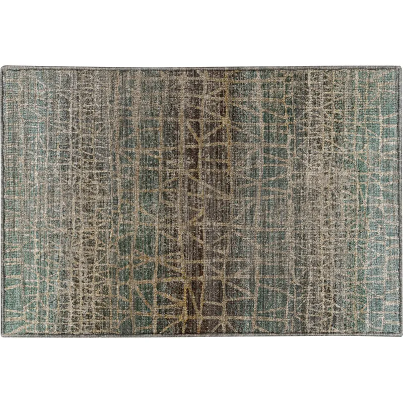 Machine Washable Nexus Teal 1\'8\" x 2\'6\" Rug