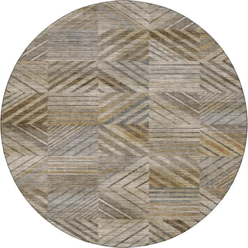 Machine Washable Nexus Beige 8\' x 8\' Round Rug