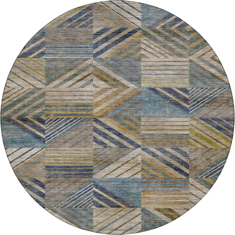 Machine Washable Nexus Denim 8\' x 8\' Round Rug