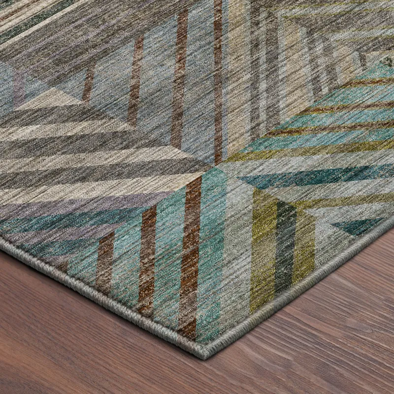 Machine Washable Nexus Teal 8\' x 8\' Round Rug