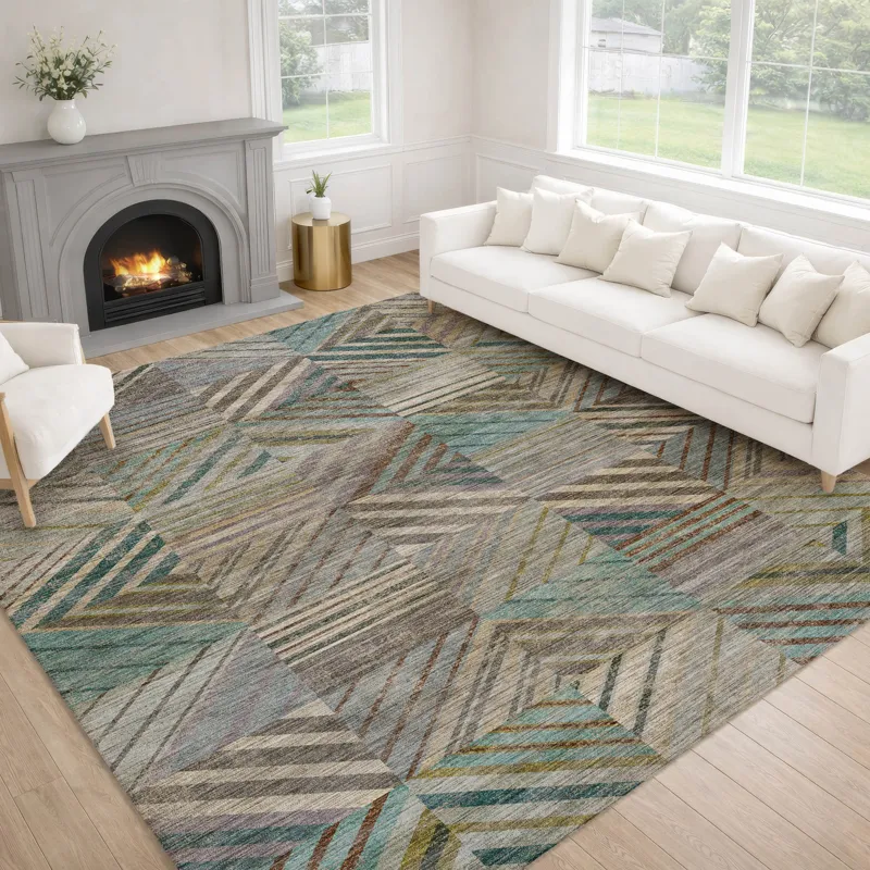 Machine Washable Nexus Teal 3\' x 5\' Rug