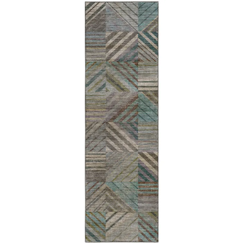 Machine Washable Nexus Teal 2\'3\" x 7\'6\" Runner Rug
