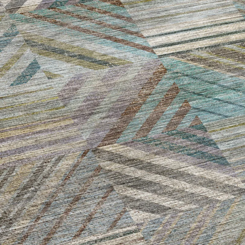 Machine Washable Nexus Teal 8\' x 8\' Round Rug