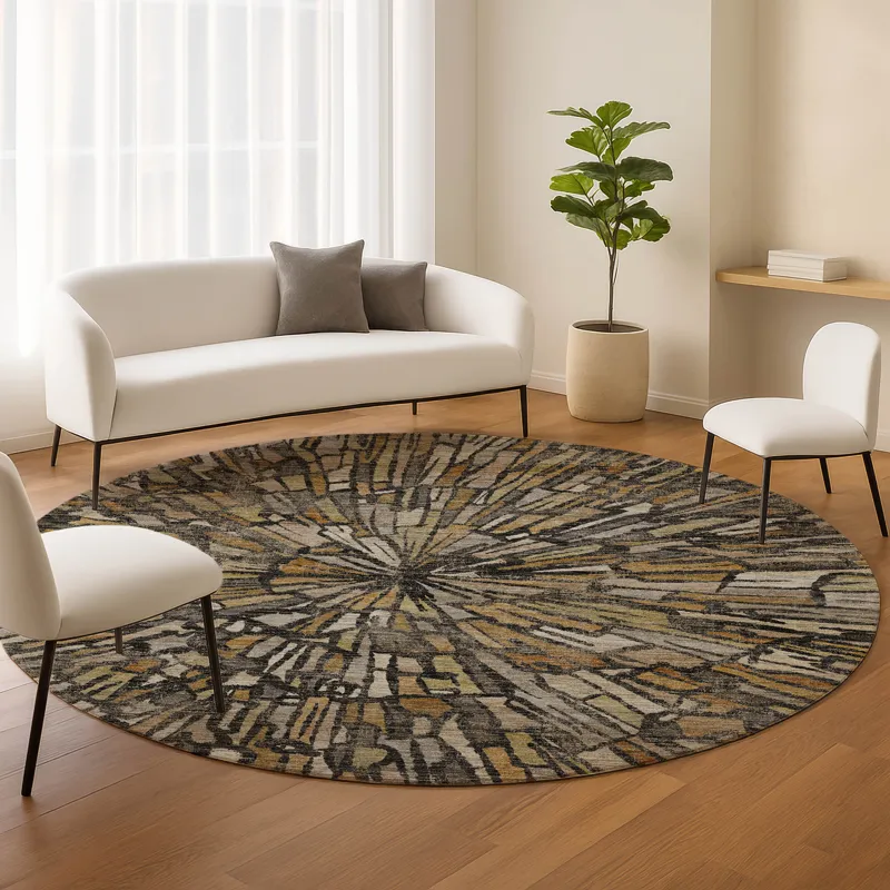Machine Washable Nexus Black 8\' x 8\' Round Rug