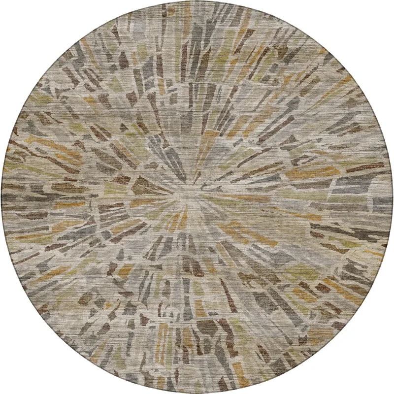 Machine Washable Nexus Ivory 8\' x 8\' Round Rug