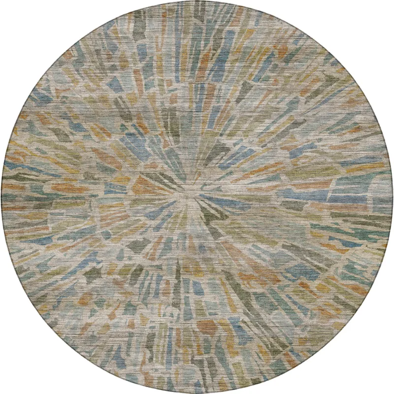 Machine Washable Nexus Seaside 8\' x 8\' Round Rug