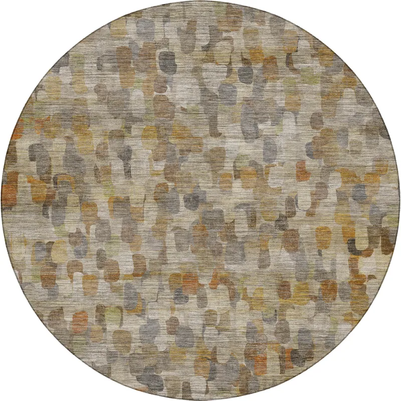 Machine Washable Nexus Beige 8\' x 8\' Round Rug