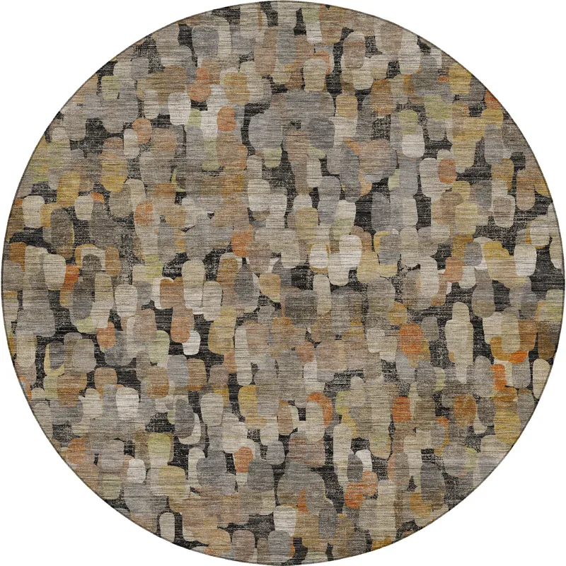 Machine Washable Nexus Black 8\' x 8\' Round Rug