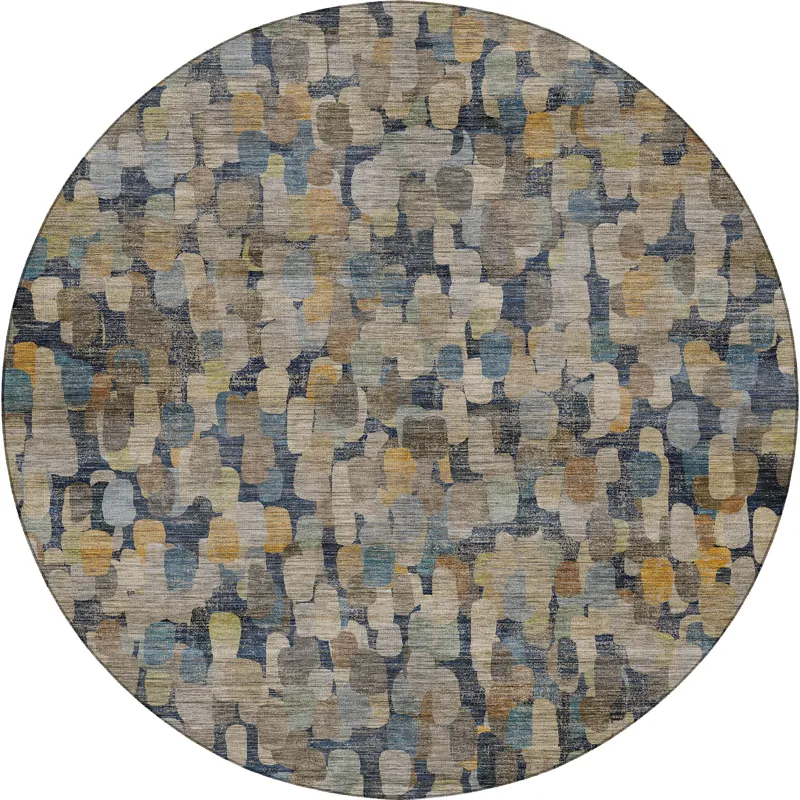 Machine Washable Nexus Navy 8\' x 8\' Round Rug