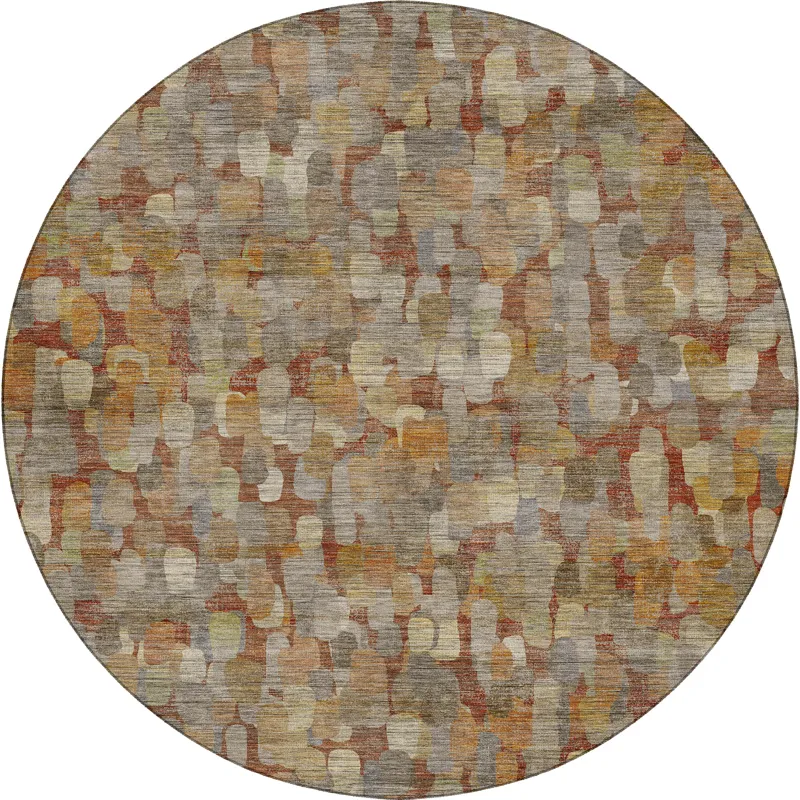 Machine Washable Nexus Paprika 8\' x 8\' Round Rug