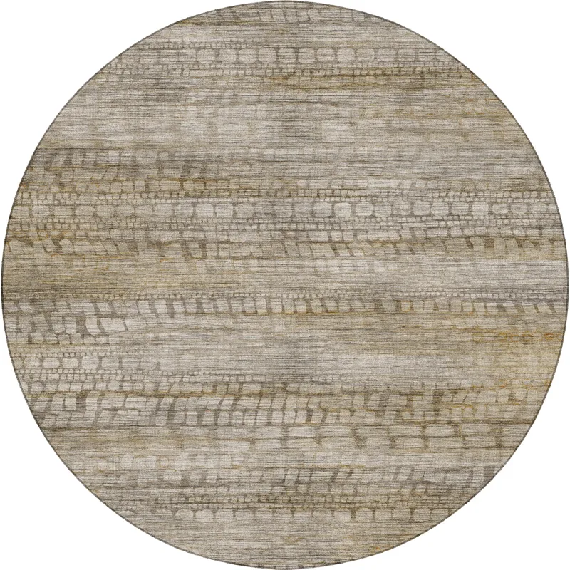 Machine Washable Nexus Beige 8\' x 8\' Round Rug