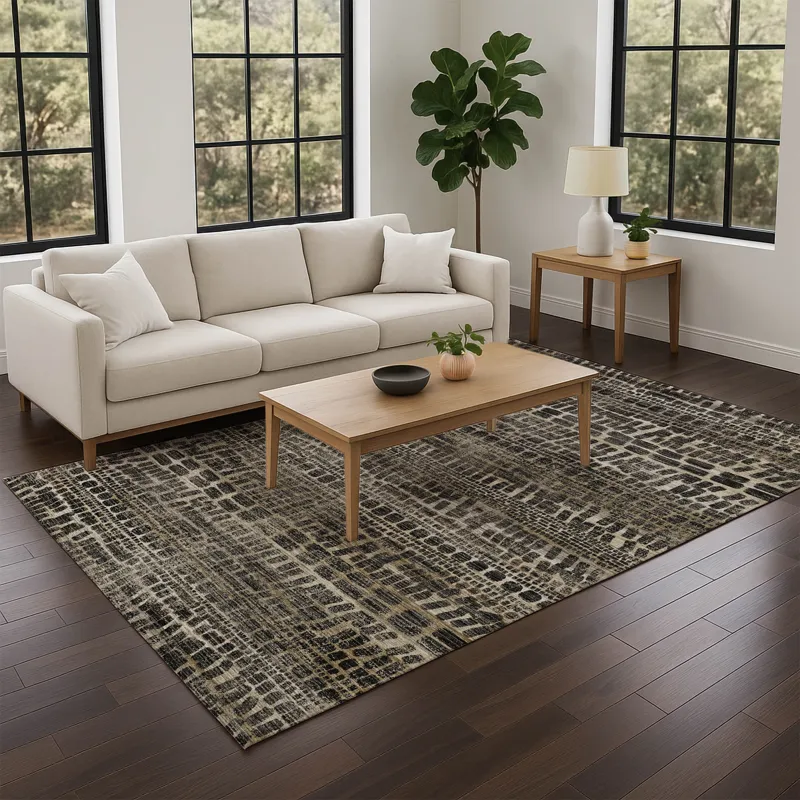 Machine Washable Nexus Black 5\' x 7\'6\" Rug