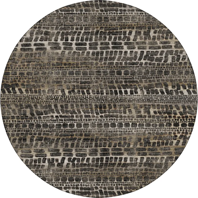 Machine Washable Nexus Black 8\' x 8\' Round Rug