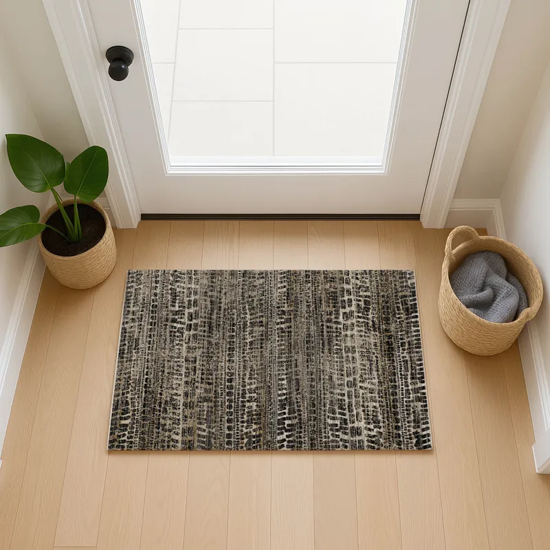 Machine Washable Nexus Black 1\'8\" x 2\'6\" Rug
