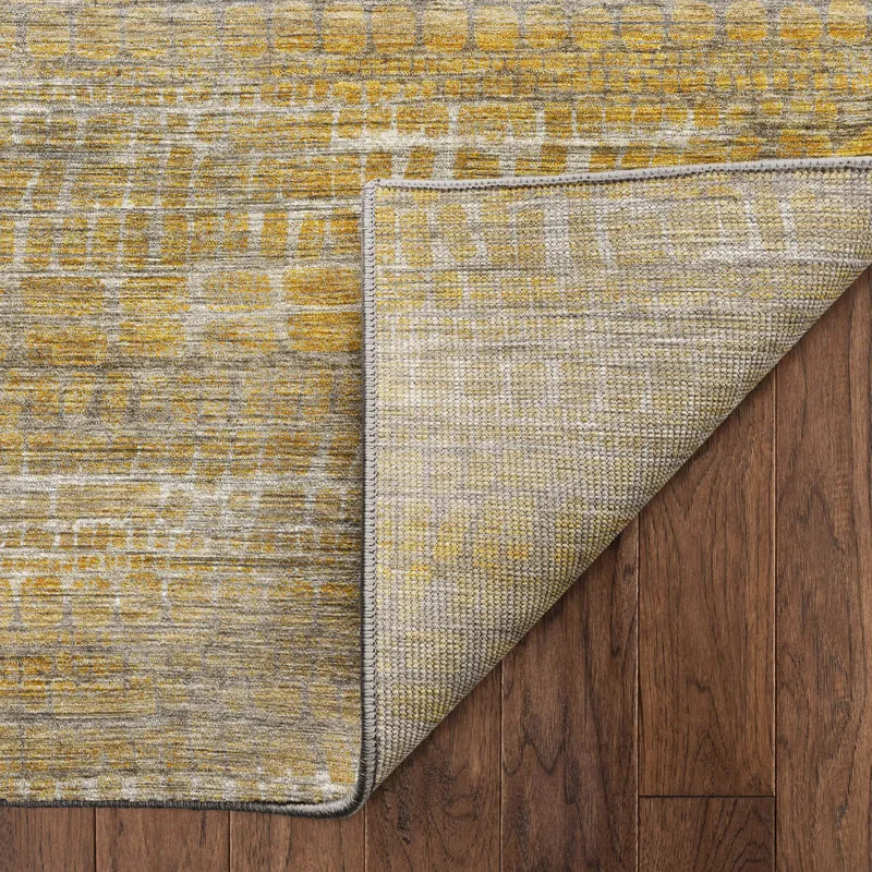 Machine Washable Nexus Gold 9\' x 12\' Rug