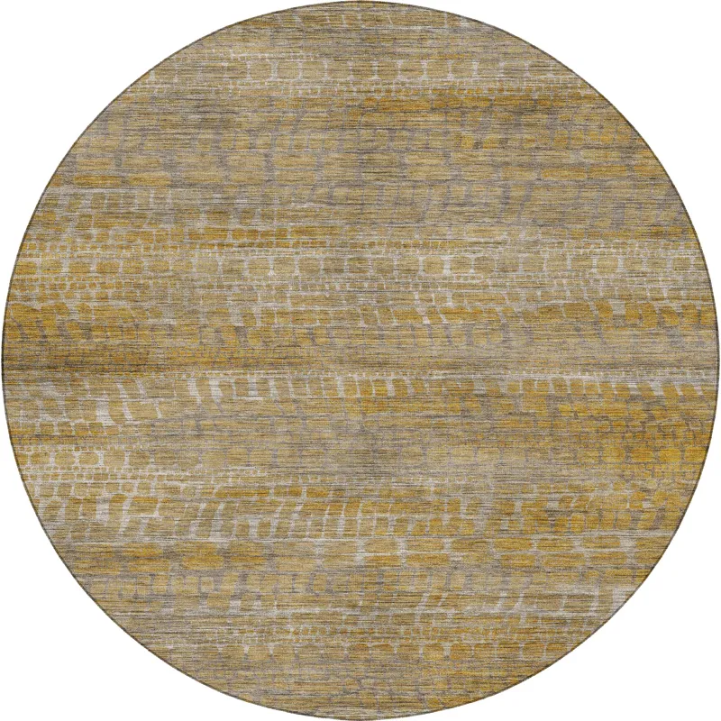 Machine Washable Nexus Gold 8\' x 8\' Round Rug