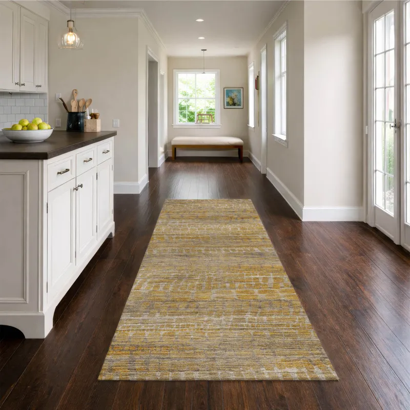 Machine Washable Nexus Gold 2\'3\" x 7\'6\" Runner Rug