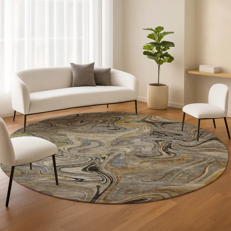 Machine Washable Nexus Gray 8\' x 8\' Round Rug