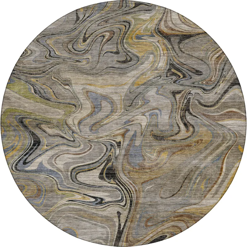 Machine Washable Nexus Gray 8\' x 8\' Round Rug