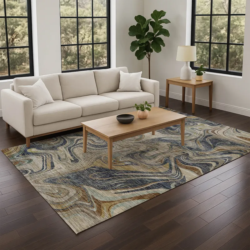 Machine Washable Nexus Navy 6\'6\" x 9\'6\" Rug
