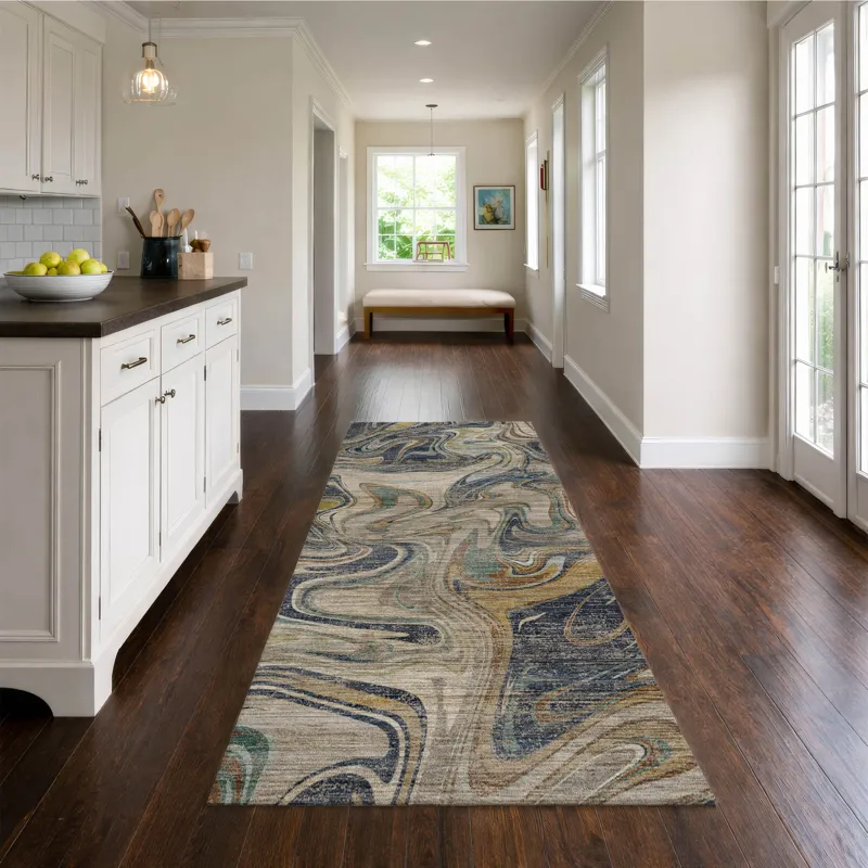 Machine Washable Nexus Navy 2\'3\" x 7\'6\" Runner Rug