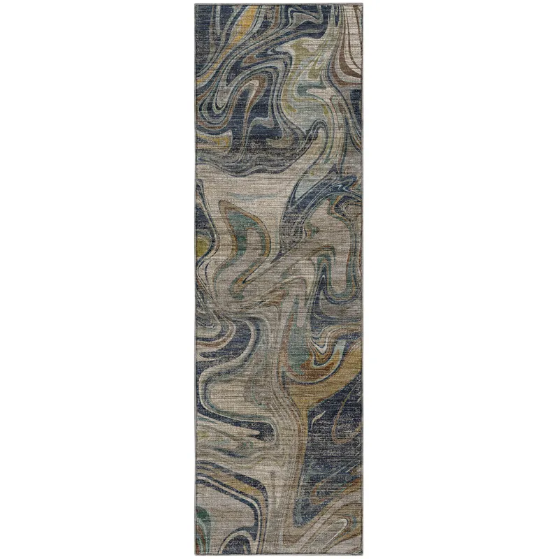 Machine Washable Nexus Navy 2\'3\" x 7\'6\" Runner Rug