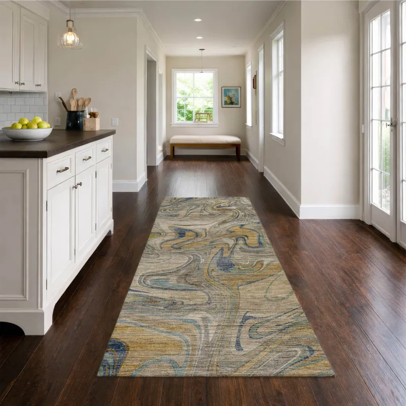 Machine Washable Nexus Putty 2\'3\" x 7\'6\" Runner Rug