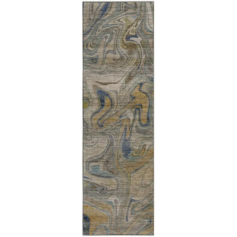 Machine Washable Nexus Putty 2\'3\" x 7\'6\" Runner Rug