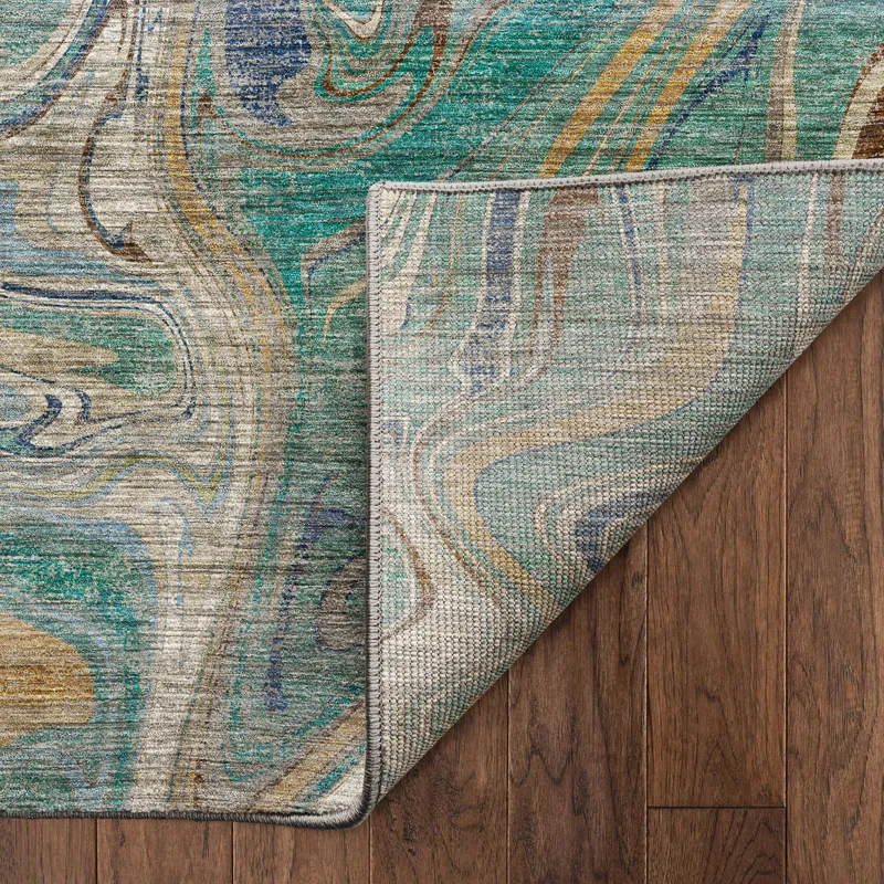 Machine Washable Nexus Teal 5\' x 7\'6\" Rug