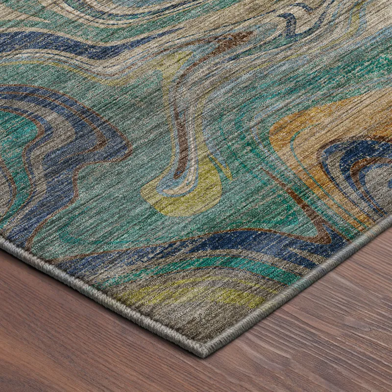 Machine Washable Nexus Teal 5\' x 7\'6\" Rug