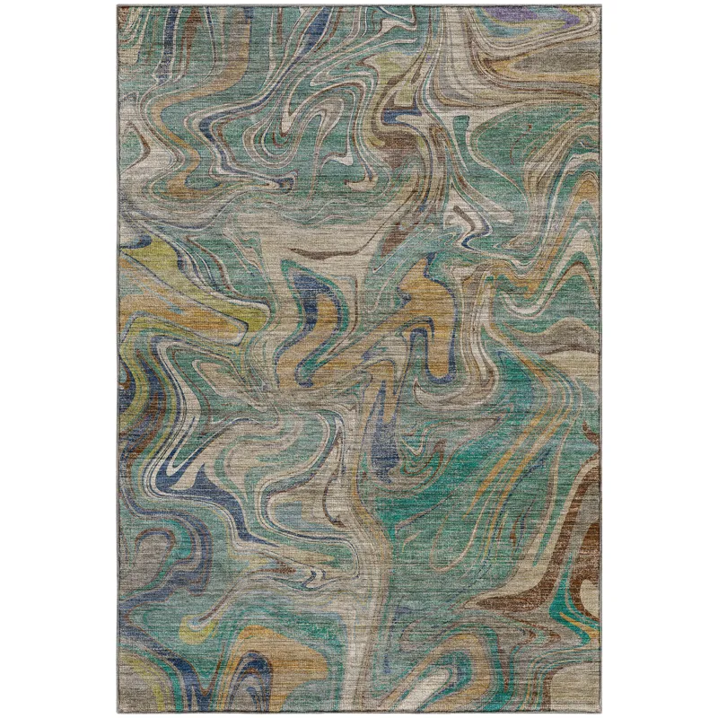 Machine Washable Nexus Teal 5\' x 7\'6\" Rug