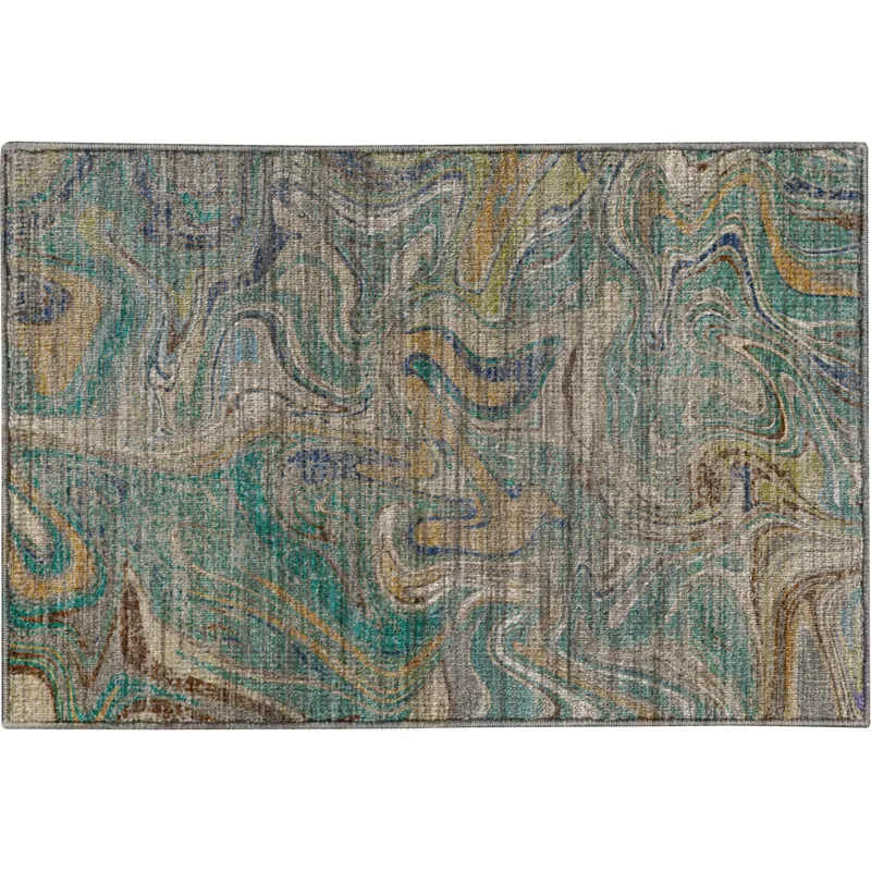 Machine Washable Nexus Teal 1\'8\" x 2\'6\" Rug