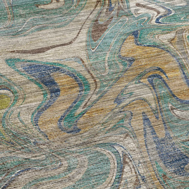 Machine Washable Nexus Teal 5\' x 7\'6\" Rug