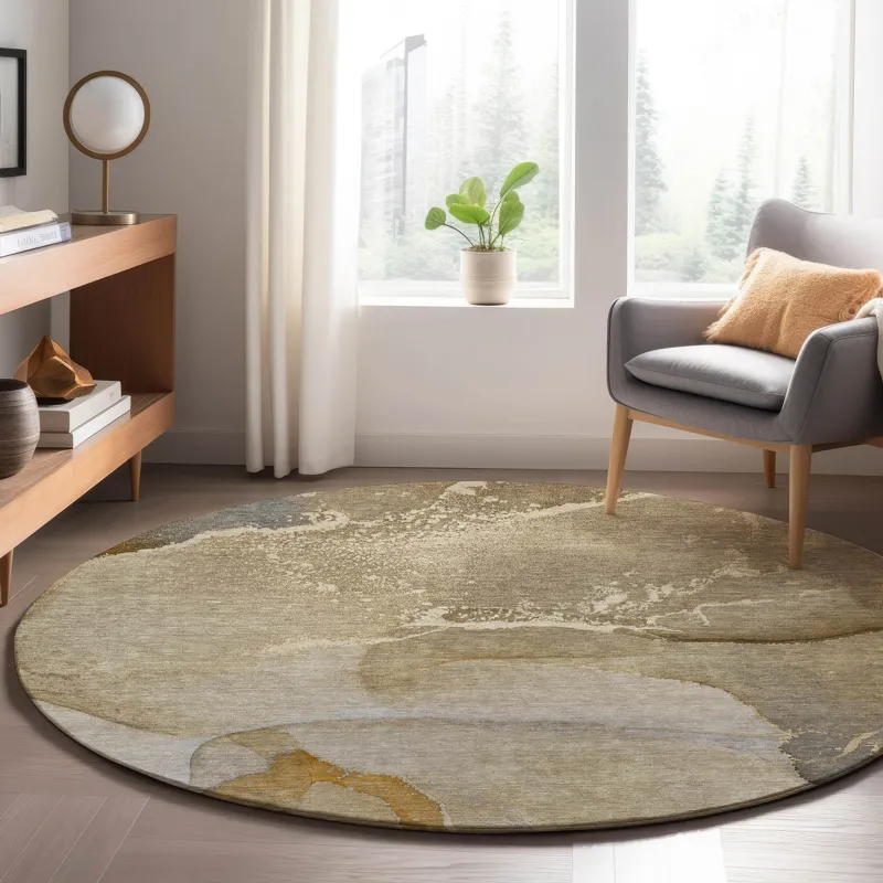 Luxury Washable Odyssey Chocolate 8\' x 8\' Round Rug