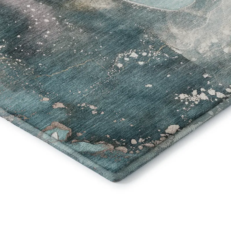 Luxury Washable Odyssey Teal 3\' x 5\' Rug