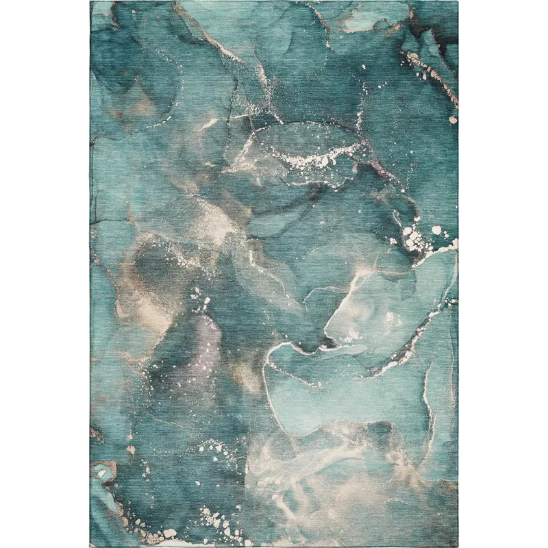 Luxury Washable Odyssey Teal 3\' x 5\' Rug