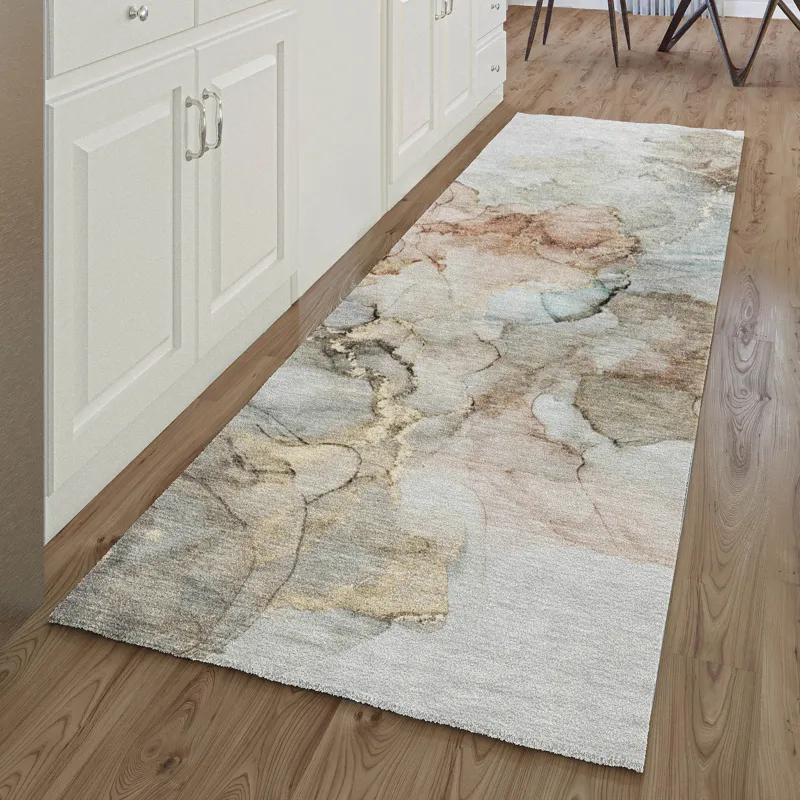 Luxury Washable Odyssey Tan 2\'3\" x 7\'6\" Runner Rug