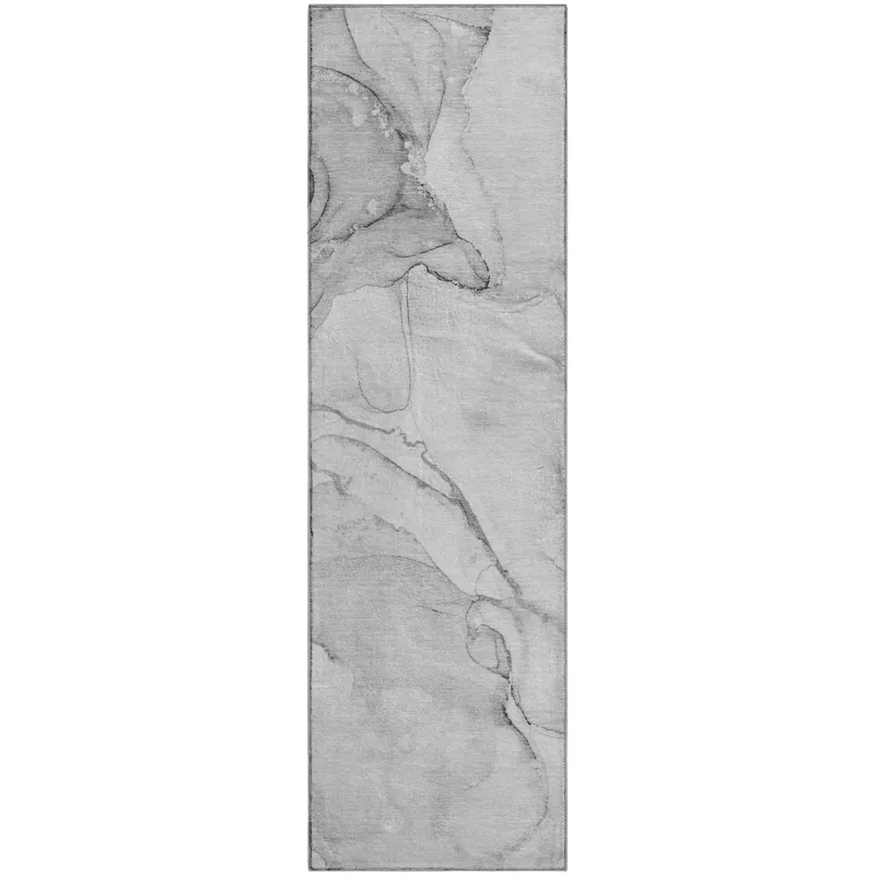 Luxury Washable Odyssey Gray 2\'3\" x 7\'6\" Runner Rug