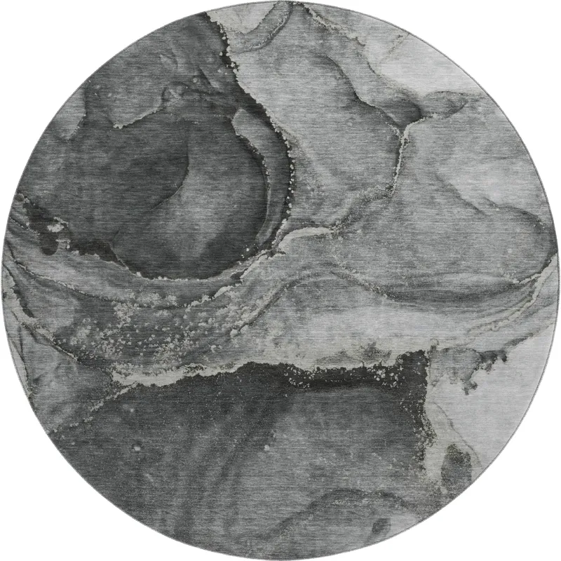Luxury Washable Odyssey Charcoal 8\' x 8\' Round Rug